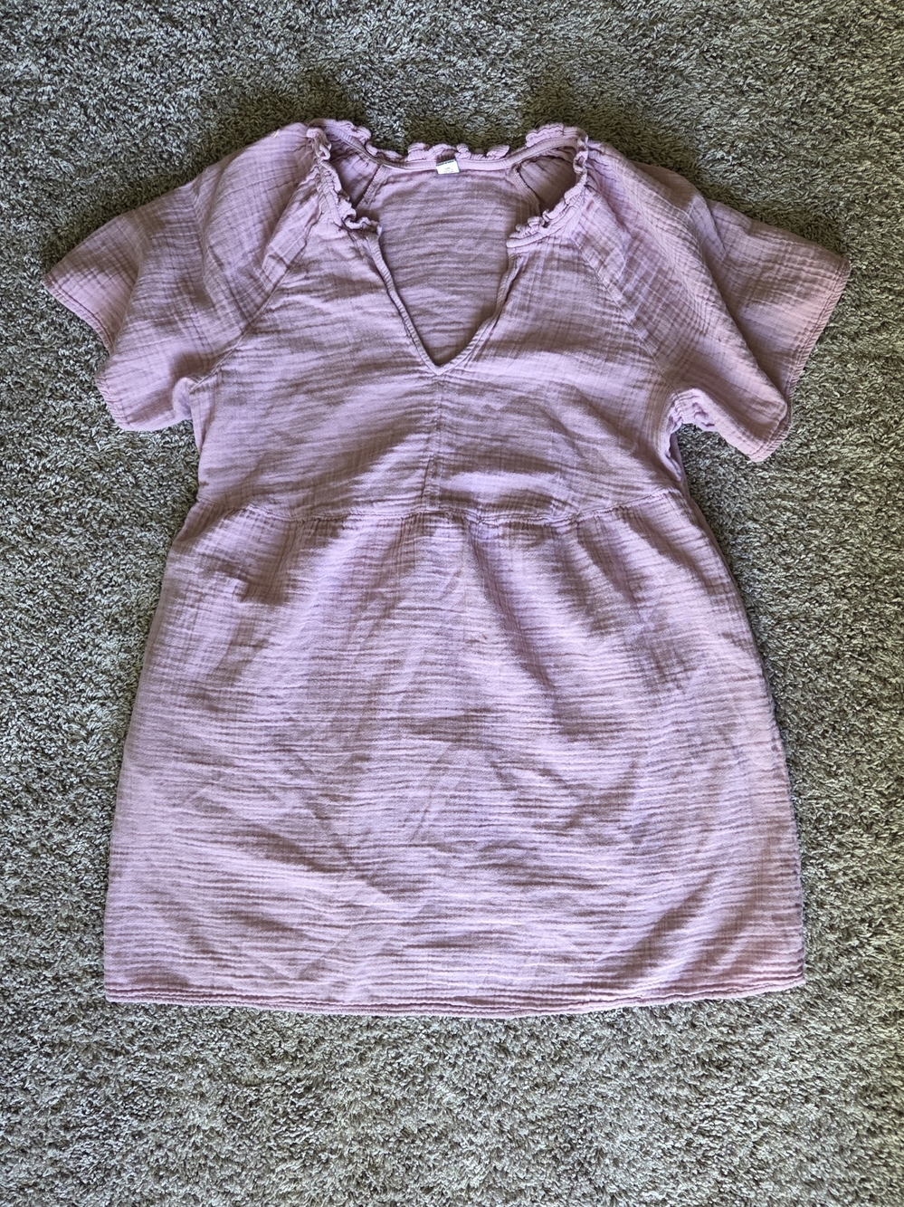 Women's Purple V-Neck Gauze Tunic Dress